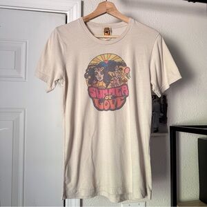 CLASSIC ROCK COUTURE cream ivory crew neck graphic short sleeve tee t-shirt